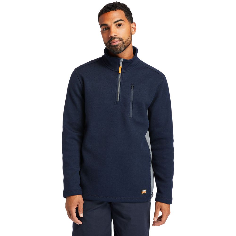 Hanorac Timberland Barbati Bleumarin - Pro® Studwall Quarter-Zip Textured Fleece - Romania - JIMNEQ8